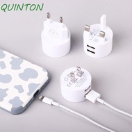 QUINTON Dual Usb Round Charger 5V 2.1A US Dual USB Mini Adapter Travel Charger Mobile Phone Adapter 
