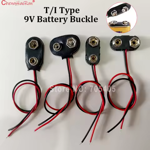 10-20PCS/lot 9V Battery Clips 15cm Black Red 2-Wire Cable Connection Connector Buckle 9Volt Battery 