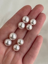日本直送 稀有大顆粒 8~10mm Akoya海水珍珠耳環 耳釘 無耳洞耳夾