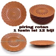 piring rotan plastik 1 lusin