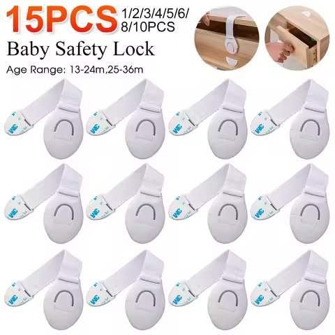 1-15pcs White Kids Safety Cabinet Lock Baby Proof Security Protector Drawer Door Cabinet Lock Plasti