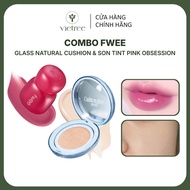 Combo Makeup Fwee CUSHION GLASS NATURAL and PINK OBSESSION STAY-FIT LIP TINT, Korean standard Makeup