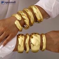 【OMALL】 Mirror Polished Open Wide Bangle Simple Personality Exaggerated Smooth Bracelet Light Jewelr