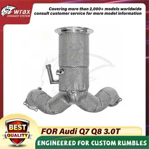 Performance Upgrade Exhaust WRAX for Audi Q7 Q8 3.0T 2019+ SS304 High Flow Downpipe with Heat Shield
