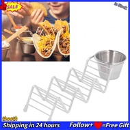 thooth gernie Taco Holder Stand  Stainless Steel Rack Tray with Sauce Cup Multifunctional Mexican Pa