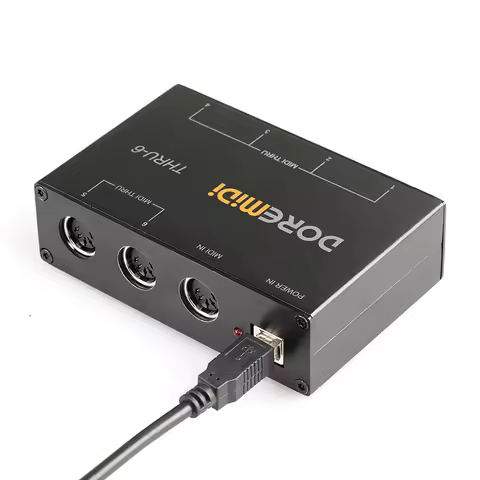 Doremidi Thru-6 Midi Splitter 1 In 6 Out Real-Time Zero Delay for Stage Keyboard Rigs Pedals