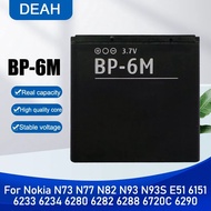 แบตเตอรี่ แท้ BP-6M สำหรับ Nokia 6233 6280 6288 9300 N73 N93 N93S 3250 6290 bp-6m ความจุแบตเตอรี่ 3.