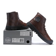 Palladium. ˉ Dark brown Martin boots, men's and women's leather boots 35-45