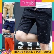 100% Cotton (L-5XL) Men Pants Slim Cut Seluar Jalan Pendek Lelaki Cotton Casual Shorts with Drawstri