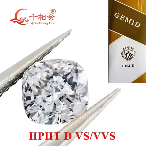 Lab Grown Diamond 0.9CT-2CT D Color VVS1 VS1 Clarity Cushion Shape HPHT Created Gemstone GEMID Certi