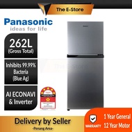 (Delivery for Penang ONLY) Panasonic 262L 2-door Top Freezer Refrigerator Inverter Econavi Energy Saving | NR-TV261APSM (Fridge Peti Sejuk Peti Ais 电冰箱 NR-TV261)