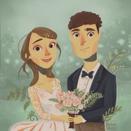 畫你們的婚紗照 喜帖 婚紗 禮物 人像 似顏繪  聖誕 交換 禮物