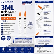 [ Ready Stock ] Ai BioTech 3ML Luer Lock Mixing & Reconstitution Syringe For Research Use
