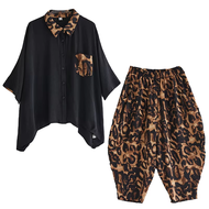 XITAO Casual Print Shirt Two-piece Set Loose Slimming All-match Top Women Trend Temperament Harem Pa