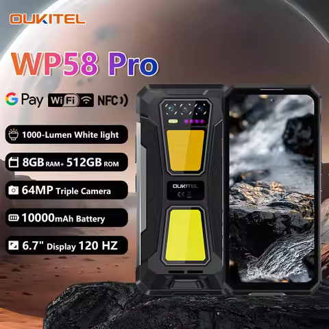 OUKITEL WP58 PRO 5G Rugged Smartphone 6.7'' HD 10000mAh 24GB(8+16) RAM + 512 ROM Android 15 NFC 64MP
