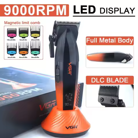 VGR Hair Trimmer Professional Clippers Adjustable Hair Cutting Machine High Speed 9000 RPM Barber Tr