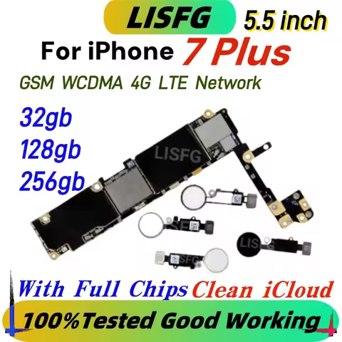 For iPhone 7 Plus Full Chips Unlocked Mainboard Free ICloud 32GB 128GB 256GB Motherboard With/No Tou