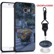 (High quality)Full Anti Shock Samsung Galaxy C9/C9 Pro/C9000 Phone Case Cover with the Same Pattern ring and a Rope