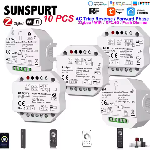 1-10PCS AC Triac Dimmer For Single Color 2.4G RF/WIFI/Zigbee LED Controller S1-B /S1-B(WT) / S1-B(WZ