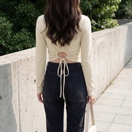 [Fee Next Day Delivery 8 Colors] Genuine Korean Halter Laced-Up Threaded Short T Top Girls Clothes W