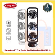 EuropAce 9” Trio Turbo Oscillating Fan (Black/White) EQQ7931S | EQQ 7931S