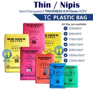 TC Plastic Bag (Thickness Nipis 0.015mm) [ Bungkus Kuih/Makanan ] 5x8" / 6x9" /7x10" 8x12" / 9x14" / 10x16" / 12x18"