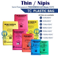 TC Plastic Bag (Thickness Nipis 0.015mm) [ Bungkus Kuih/Makanan ] 5x8" / 6x9" /7x10" 8x12" / 9x14" /