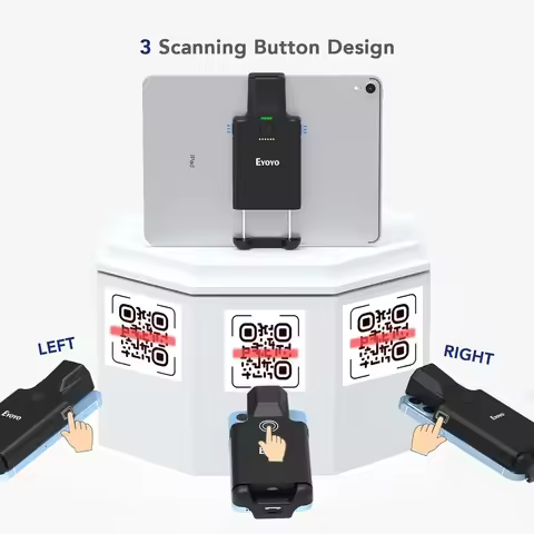 Eyoyo 2D Bluetooth Barcode Scanner Compatible with iPad iPhone Android 3000mAh Battery Portable Wire