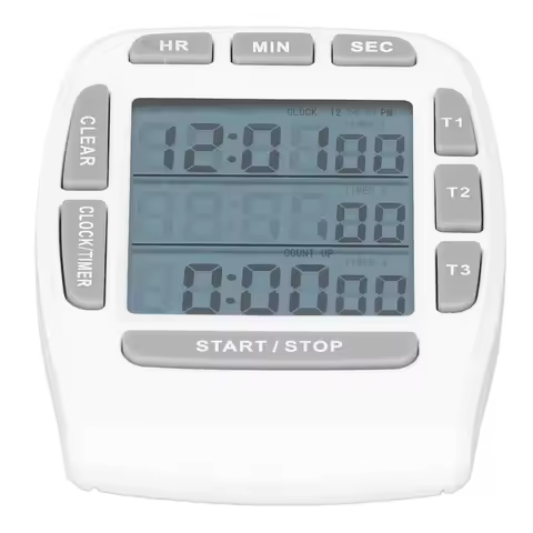 Car Triple Timer Clock with Count Down/Up 99H 59M, 4.4x4.0cm LCD Display Beep Alert Magnet & Stand L