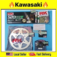 RK Sprocket Set Kawasaki ER6N ER6F RK 520 KRX X-Ring Gold Chain 15T 43T Rantai EMAS COMPLETE SET VER