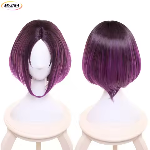 Joi Elma Cosplay Wig Anime Kobayashi Dragon Maid Gradient Short Purple Ombre Heat Resistant Syntheti
