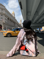 Aviva On Earth เสื้อแจ็คเก็ตยีนส์วินเทจสําหรับผู้หญิงความยาวกลางผ้าฝ้ายโพลีเอสเตอร์ผสมเสื้อผ้าทํางาน