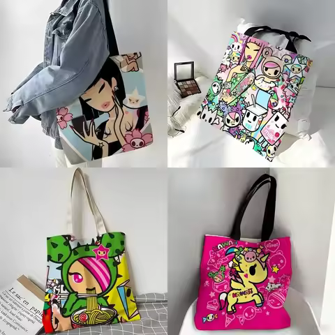 Storage Bags Casual Portable Shoulder Bag Lightweight Shopping Bag Reusable Linen Bag Anime T-Tokido