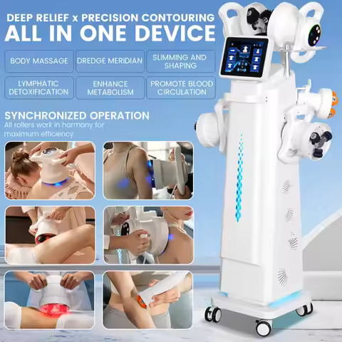6 in 1 Multi Function 360 Degree Rotating Roller Massage Device 6 Handles Body Slimming Machine Adju