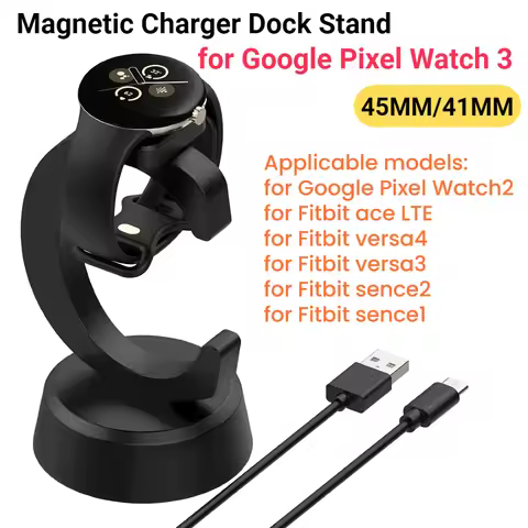 Base Charger Dock with Type-C Cable for Google Pixel Watch 3 / Watch 2 / Fitbit ACE LTE Charging Sta