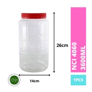 4L Balang Kuih Raya - 3600ml PET Container [ 1set ] Bekas Kuih Cookie Jar Plastik Kosong Biskut NCI 4060