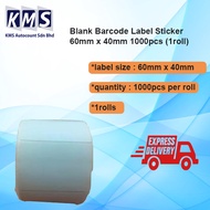 Blank Barcode Label Sticker 60mm x 40mm 1000pcs (20rolls)