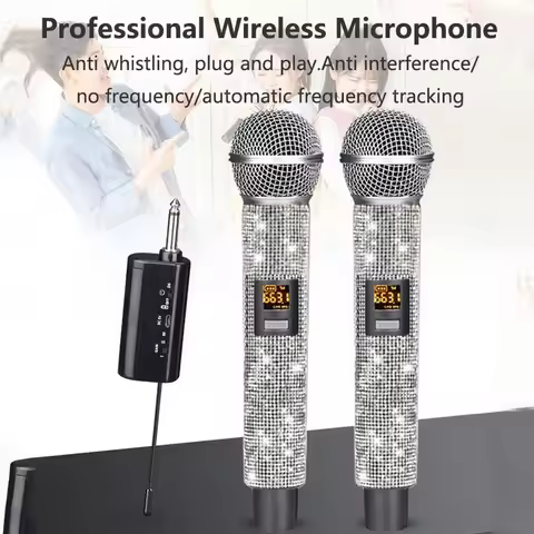 Professional Wireless Microphone with Diamond Type-C Charging Home KTV Outdoor Audio Mic VHF Stage K