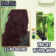 Bremod 4.5 Red Chestnut n Hair Color Set w/ Oxidizer + Superplex + Free Glove | Long Lasting Salon