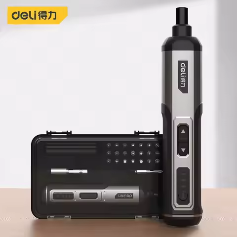 Deli Electric Screwdriver 3-Speed Large Torque Cordless 2000mAh Battery Drill 4V Power Tools Set Hou