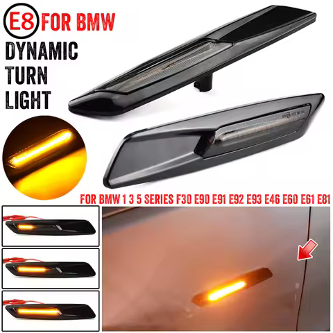 2pcs Blinker LED Dynamic Side Marker Turn Signal Lights Fit For BMW 5 Series E60/E61 525i 528i 530i 