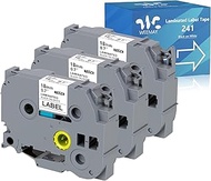 Weemay TZe-241 3 Pack Compatible for Brother P-Touch Label Tape 18mm 0.7 Laminated White 3/4 TZe TZ 