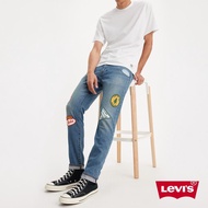 Levis 男款 上寬下窄 512低腰修身窄管牛仔褲 / 淺藍刷白水洗 / 造型布章 人氣新品
