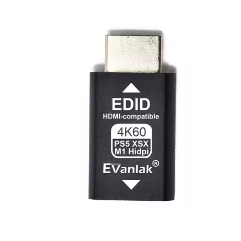 EVanlak 3rd Gen HDMI EDID Emulator Passthrough Adapter - Premium Aluminum for PS5/PS4/Xbox Game Cons