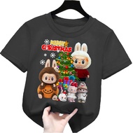 kaos anak perempuan/laki laki gambar merry christmas labubu natal 1-12tahun lengan pendek k.221