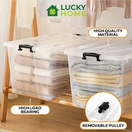 🇸🇬Lucky Home🔥Transparent Storage Box Organizer Stackable Container Waterproof With Wheels 15L/42L/47