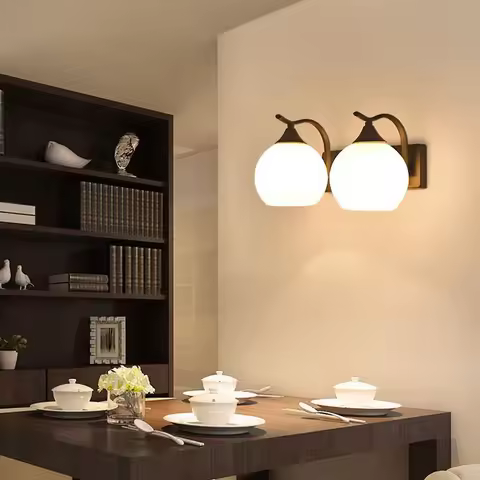 ASANZUO American loft retro milk white glass wall lamp vintage bedroom bedside iron wall sconce E27 