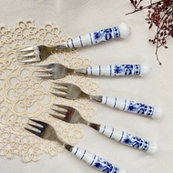【好日戀物】德國DDR 洋蔥圖案陶瓷柄不銹鋼小叉子餐具系列儀式感