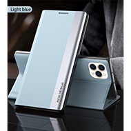 Case For iPhone 16e 16 16Pro 16ProMax 16Plus Side Window Flip Bracket Leather Phone Cover Shockproof