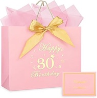 30th Birthday Gift Bag with Tissue Paper & Card Large Birthday Gift Bag 32×25×11cm - Gift Wrapping f